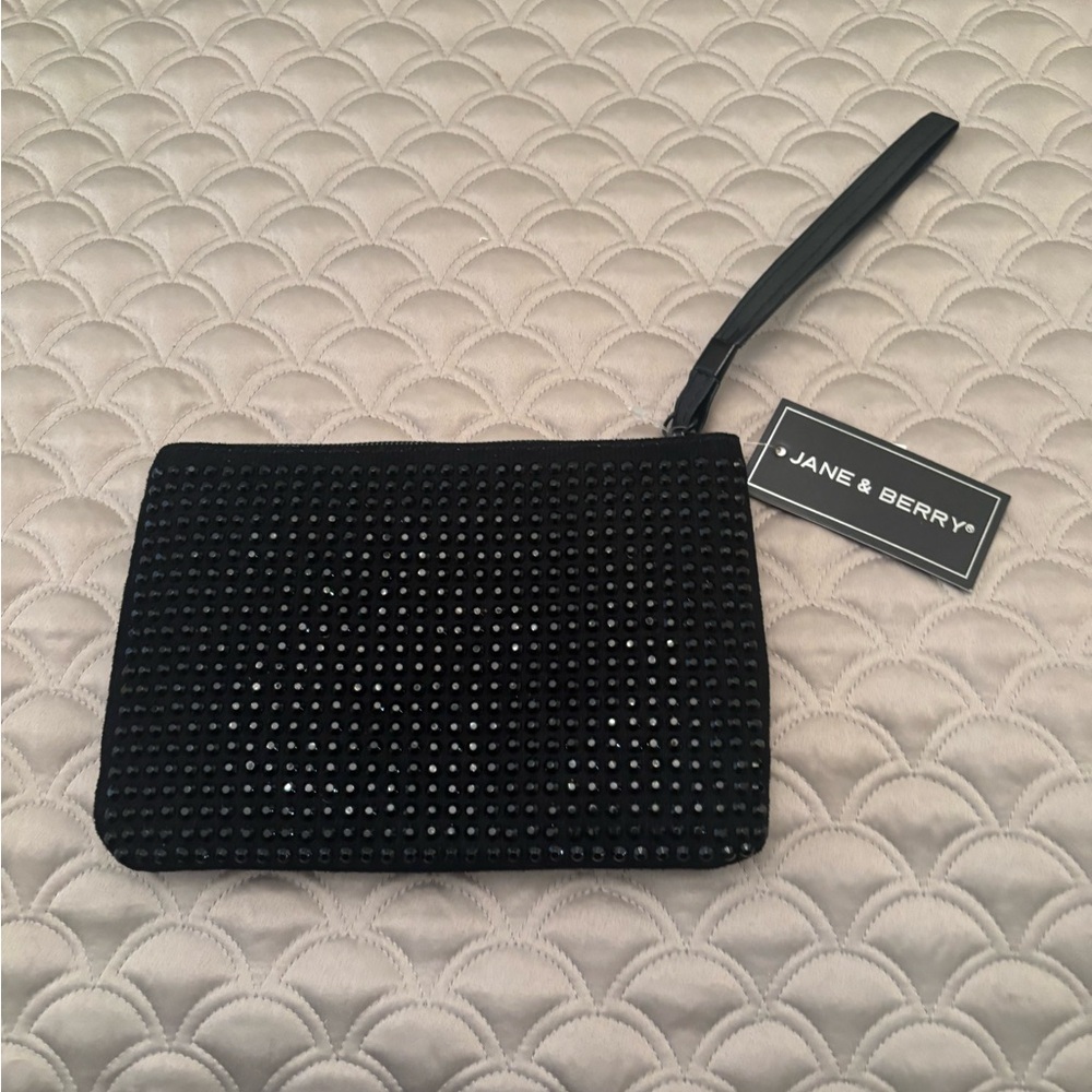 Jane & Berry Black Studded Wristlet Clutch Bag